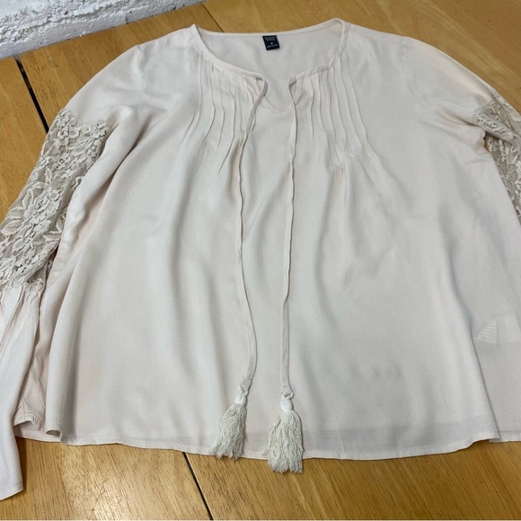 Womens Emery Rose Ivory Floral Laced Long-sleeve Top Medium - Picture 2 of 11